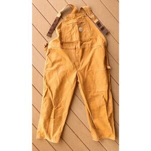 Carhartt Duck Canvas Bib Overalls Brown Double Knee Workwear Men’s Size 52x29